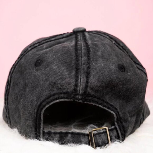KBETHOS Black "Fleur de Lis" Embroidered Distressed Ball Cap Hat NWT - Picture 2 of 3